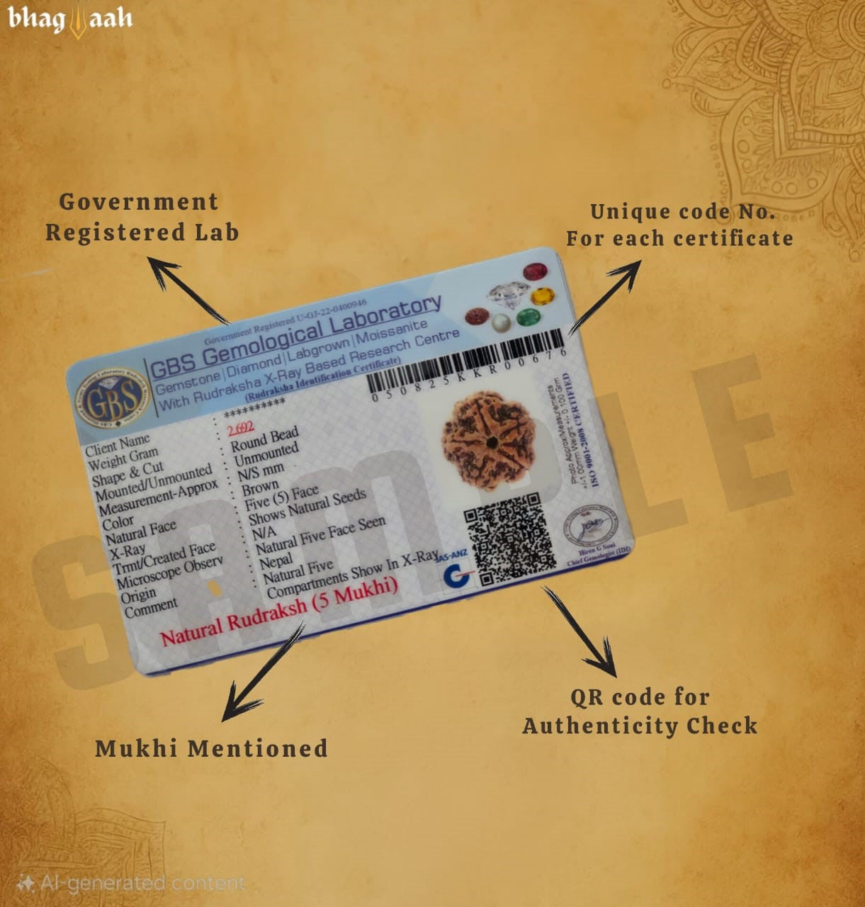 Nepali 5 Mukhi Abhimantrit Rudraksha from Mukheshwar Dham