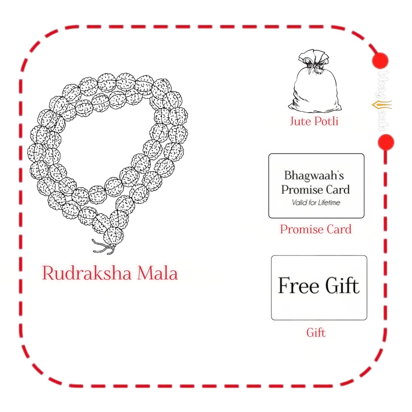 5 मुखी गले की माला (108 मनके)