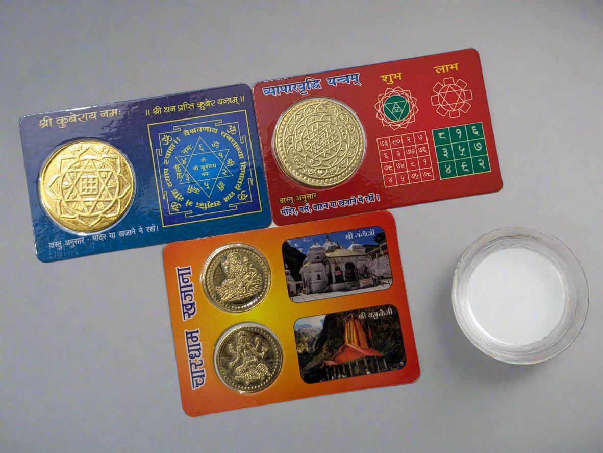 Health & Wealth Coins ( Laxmi, Ganesh, Kuber) Pack of 3 Cards